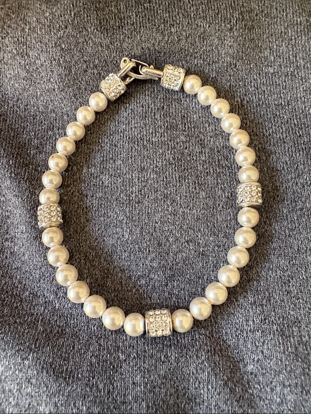 Brighton Ivory Pearl Bead Bracelet with Crystal Rondelles